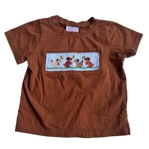 The Smocking Place Brown Dog Embroidered Top - 2T
